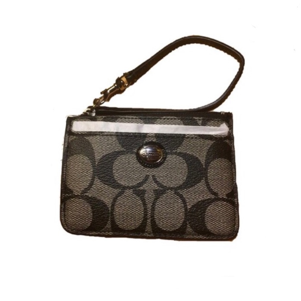 COACH- Black and Grey Cardholder with Strap